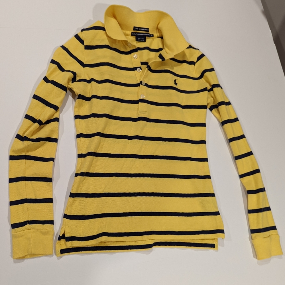 Ralph Lauren sport the skinny Polo yellow black stripes small